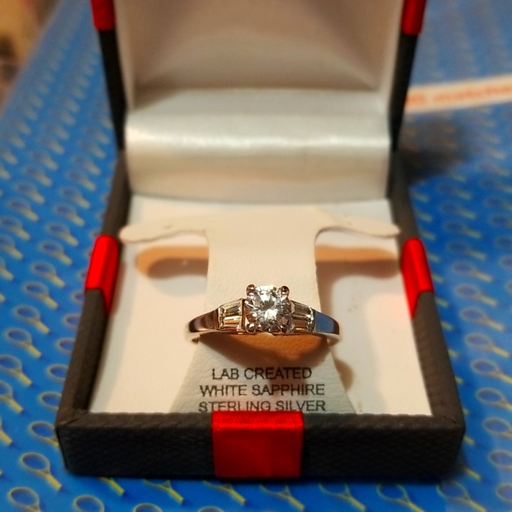 Sterling Silver Ring with Cubic Zirconia Stones Size 10